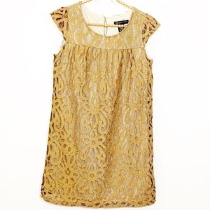 INC Gold Lace Shift Dress Size 2P